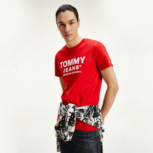 Tommy Jeans pánské červené tričko Essential - S (XNL)